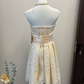 Apricot tube top waist slimming sexy elegant mid-length skirt homecoming dress R4360