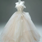 White tube top slim waist puffy skirt long dress bridal gown R5749