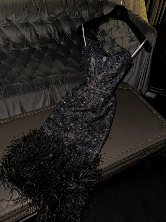 Black halter-neck fitted midi ball gown/bridal dress R8778