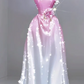 Pink gradient strapless fitted waist long ball gown R6462
