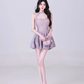 Purple Strapless Lace Waist Slim Skirt Homecoming Dress R5272