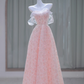 Pink Strapless Sequined Waist Slim Fit A-Line Ball Gown Bridal Gown R5864