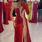 Red tube top waist slim fit satin sexy hip dress, prom dress R5392