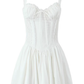 2025 Summer New White Fishbone Ballet Hottie Short A-line Suspender Dress R0974