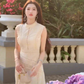 Gentle temperament lace sleeveless vest dress beautiful waist A-line long skirt R0677