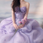 Tulle Puffy Aplique Prom Gown ,Dreamy Lavender Maxi Evening Dress Ball Gown RS2026