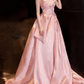 Hazy Satin Silky Prom Gown ,Gentle Pink Maxi Birthday Dress Ball Gown RS2027