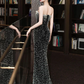 Slim Beaded Elegant Prom Gown ,Sparkly Black Maxi Evening Dress Ball Gown RS2028