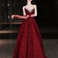 Beaded Glitter Floral Decor Prom Gown ,Gorgeous Burgundy Maxi Evening Dress Ball Gown RS2030