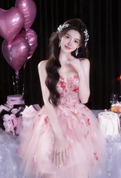 Tulle Hazy Applique Corset Homecoming Dress , Dreamy Pink Mini Birthday Dress RS2018
