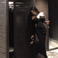 Hepburn style French dress high-end niche temperament sexy off-shoulder black dress R1781