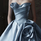 Silky Satin Hazy Prom Gown ,Sparkly Blue Maxi Evening Dress Ball Gown RS2035