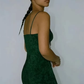 Green cashew color dress with waist and slimming suspenders R2905