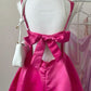 Barbie pink halter backless design waist slimming short skirt homecoming dress R2891