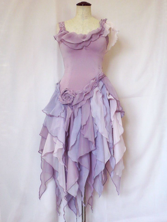 Pleated Chiffon Flowy Corset Homecoming Dress , Lavender Short Prom Dress Party Dress RS2089