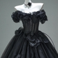 Puffy Sleeveless Pleated Corset Prom Gown ,Hazy Black Maxi Evening Dress RS2065