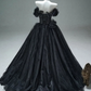 Puffy Sleeveless Pleated Corset Prom Gown ,Hazy Black Maxi Evening Dress RS2065