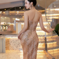 Slim Sleeveless Glitter Bodycon Prom Gown ,Sparkly Golden Maxi Evening Dress Ball Gown RS2069