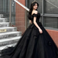 Puffy Sleeveless Tulle Corset Prom Gown ,Charming Black Maxi Evening Dress Ball Gown RS2071