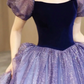 Puff Sleeves Tulle Corset Prom Gown ,Dreamy Purple Maxi Evening Dress Ball Gown RS2072