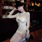 Pure desire hot girl lace long sleeve dress 2025 sequin waist hip skirt R1188