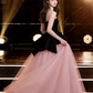Puffy Sleeveless Tulle Corset Prom Gown ,Dreamy Black-pink Maxi Evening Dress Ball Gown RS2073