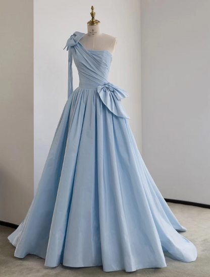 Silky Sleeveless Satin Corset Prom Gown ,Elegant Blue Maxi Evening Dress Ball Gown RS2076