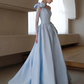 Silky Sleeveless Satin Corset Prom Gown ,Elegant Blue Maxi Evening Dress Ball Gown RS2076
