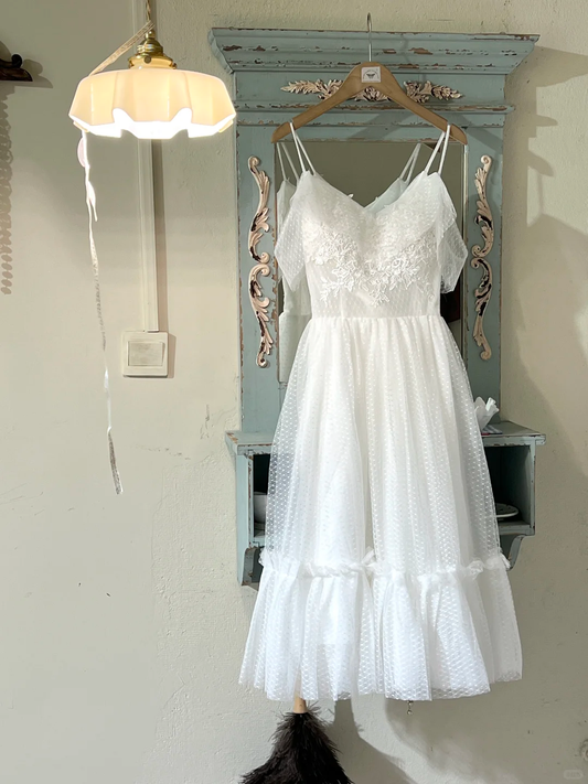 White strapless one-shoulder waist slim long skirt homecoming dress R4361