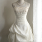 White suspender tube top classical embroidery waist slimming flower bud short skirt homecoming dress R4200
