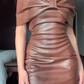 Brown one-shoulder waist sexy short skirt homecoming dress R5592