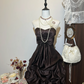 Dark brown tube top slim waist flower bud skirt short skirt homecoming dress R4239