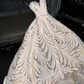 White floral halter-neck fitted long ball gown/bridal dress R8779