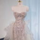 Light apricot strapless fitted waist bodycon long ball gown, bridal dress R8989
