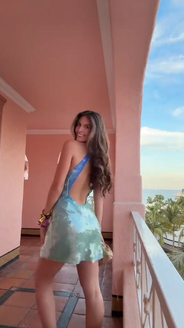 Blue sequined halterneck sexy hip skirt homecoming dress R5472