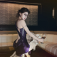 A sexy and alluring one-shoulder backless purple prom dress R7062