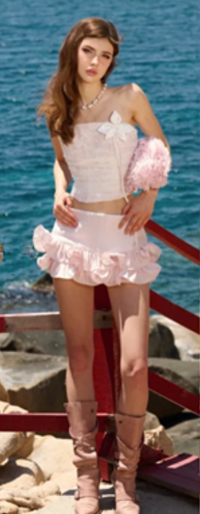 Pink tube top hip sexy short skirt suit homecoming dress R4523