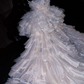 White strapless, fitted waist, full skirt, long ball gown, bridal dress R8749
