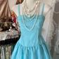 Lake blue halter-neck fitted long dress, ball gown R6303
