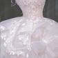 White tube top three-dimensional flower waist slim fit puffy skirt layered long dress bridal gown R5826