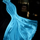 Blue strapless, fitted, bodycon mermaid long ball gown R7022