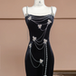 Black halter-neck beaded fitted waist slim hip-hugging sexy long ball gown/bridal dress R8293