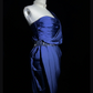 Dark blue strapless pleated design asymmetrical skirt homecoming dress R5012