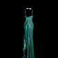 Dark green halter-neck fitted long ball gown R6663
