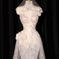 White strapless, fitted waist, bodycon skirt, long ball gown, bridal dress R8929