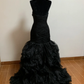 Black strapless fitted long elegant ball gown R8686