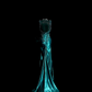 Lake blue halter-neck satin fitted long ball gown R6623