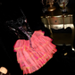 Black halter-neck sequined fitted pink tiered skirt short ball gown R6982