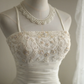 White suspender tube top classical embroidery waist slimming flower bud short skirt homecoming dress R4200