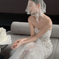 White Strapless Lace Waist Slim Fishtail Skirt Long Bridal Dress R6044